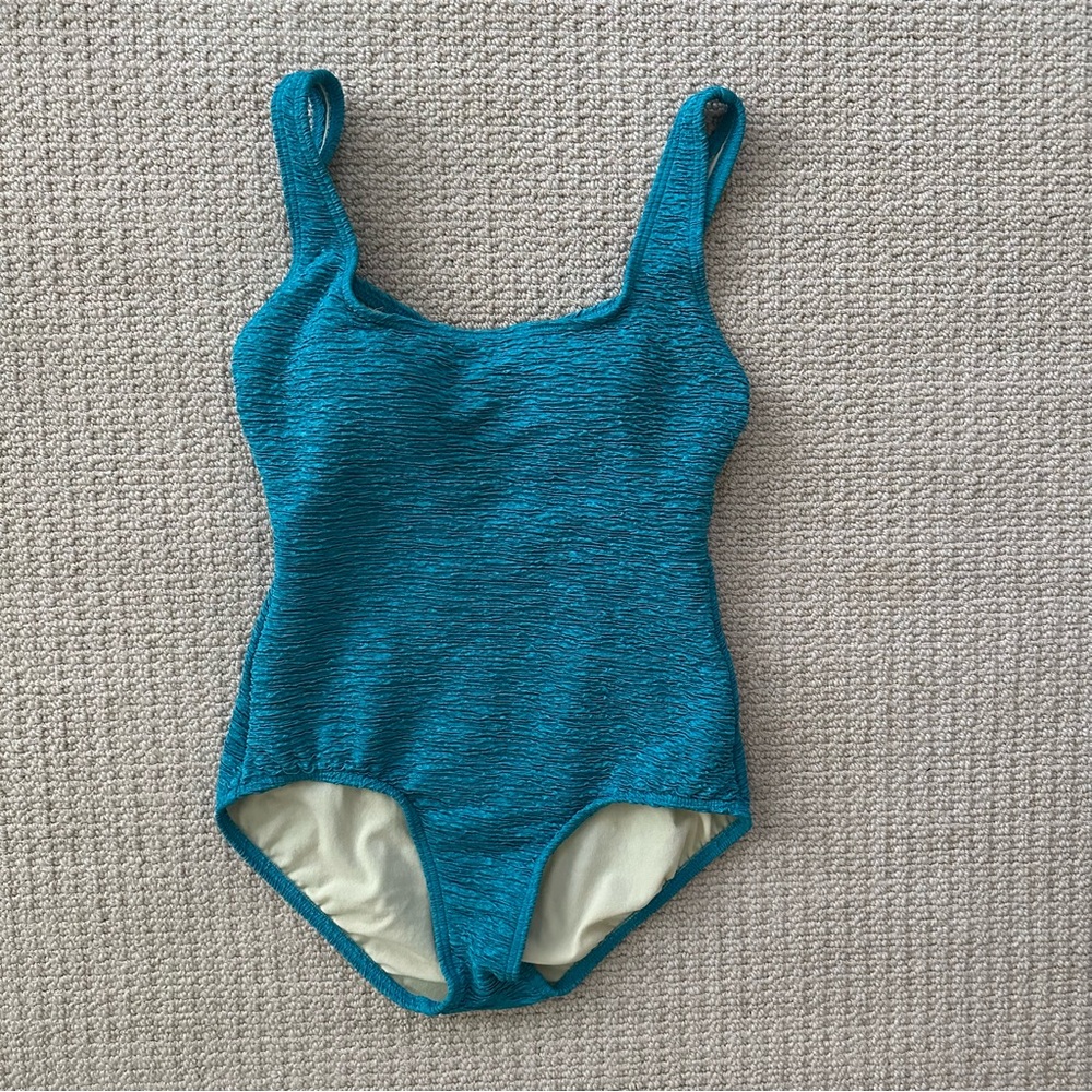 Vintage 1990s Textured One Piece Bathing Suit Teal Size 10